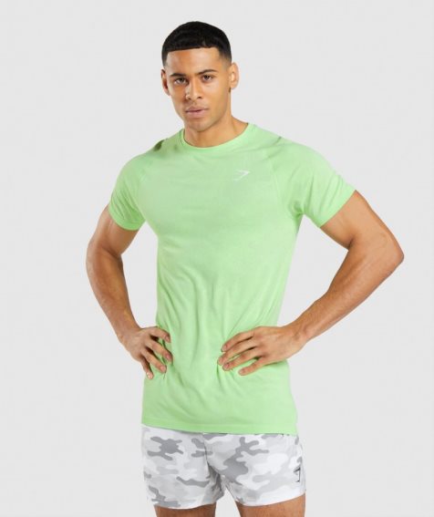 Men's Gymshark Geo Seamless T-Shirts Light Green | NZ 1KIYSM